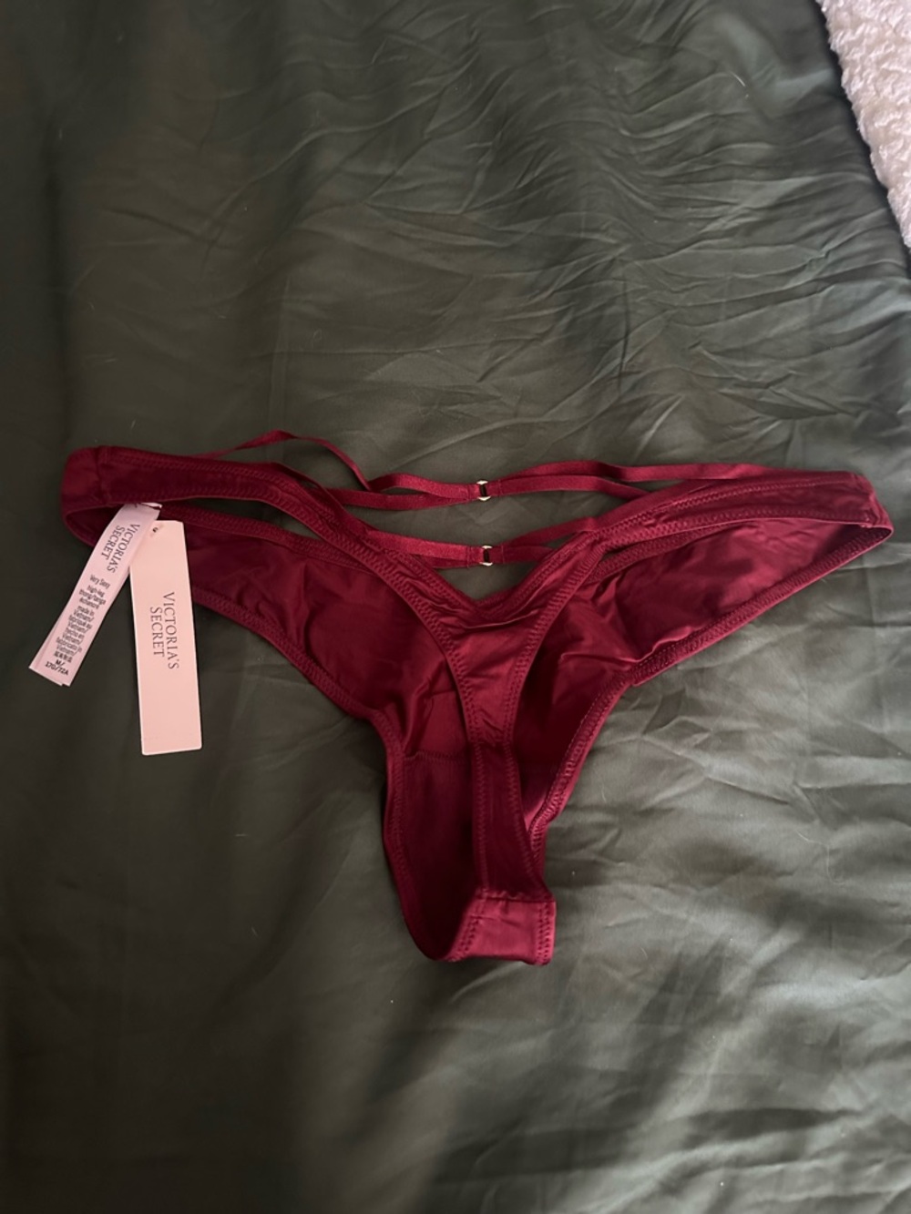 Victoria's Secret Smooth Strappy Back High Leg Thong in Red Sangria